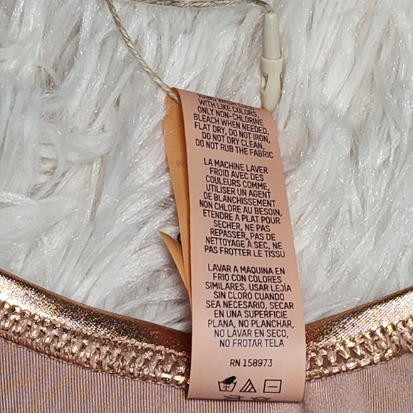 SKIMS METALLIC SWIM CYCLE SUIT/NWT / Champagne color - Picture 10 of 14